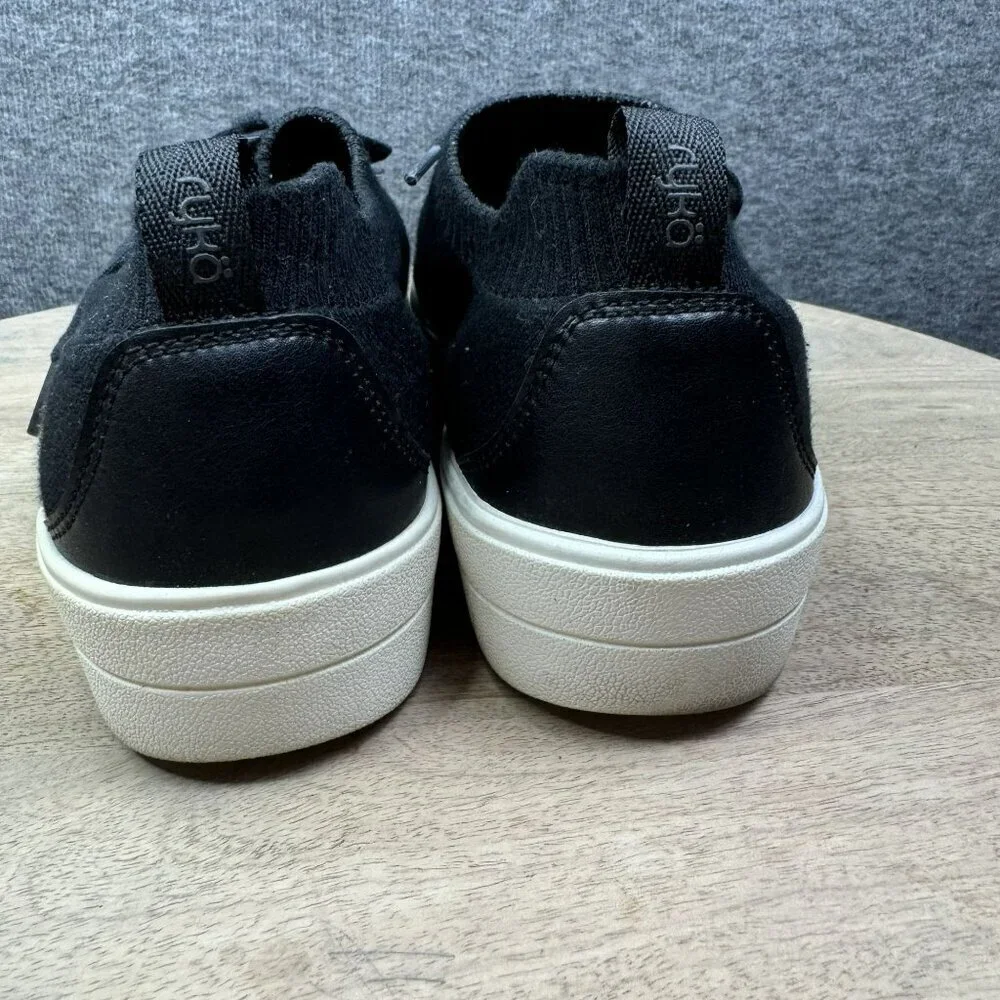 Ryka Viona Womens Black Knit Sneakers White Soles Comfort Lace‎ up Size 9 Casual